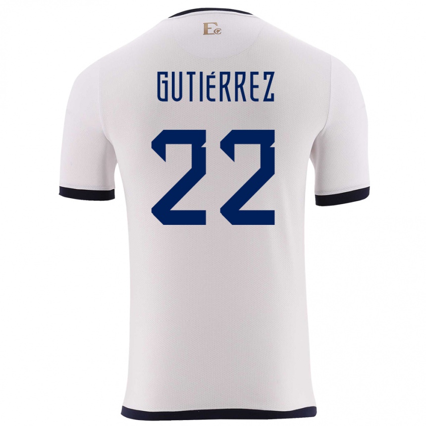 Gyermek Labdarúgás Ecuador Melanie Gutierrez #22 Fehér Idegenbeli Jersey 24-26 Mez Póló Ing