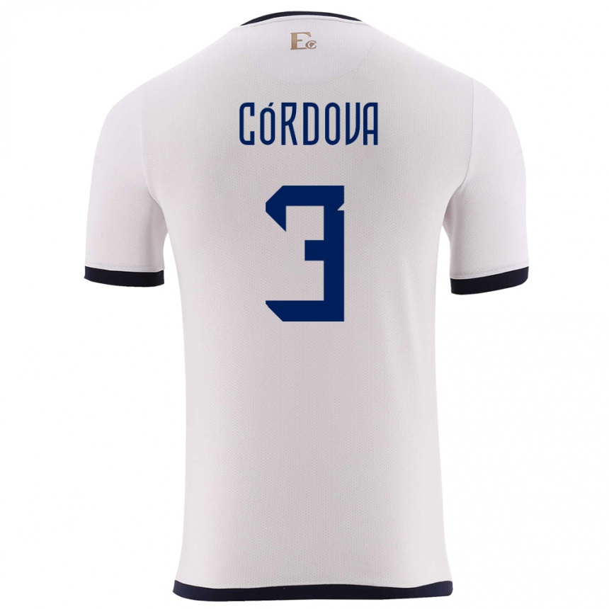 Gyermek Labdarúgás Ecuador Luis Cordova #3 Fehér Idegenbeli Jersey 24-26 Mez Póló Ing