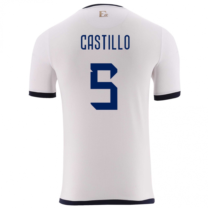 Gyermek Labdarúgás Ecuador Denil Castillo #5 Fehér Idegenbeli Jersey 24-26 Mez Póló Ing