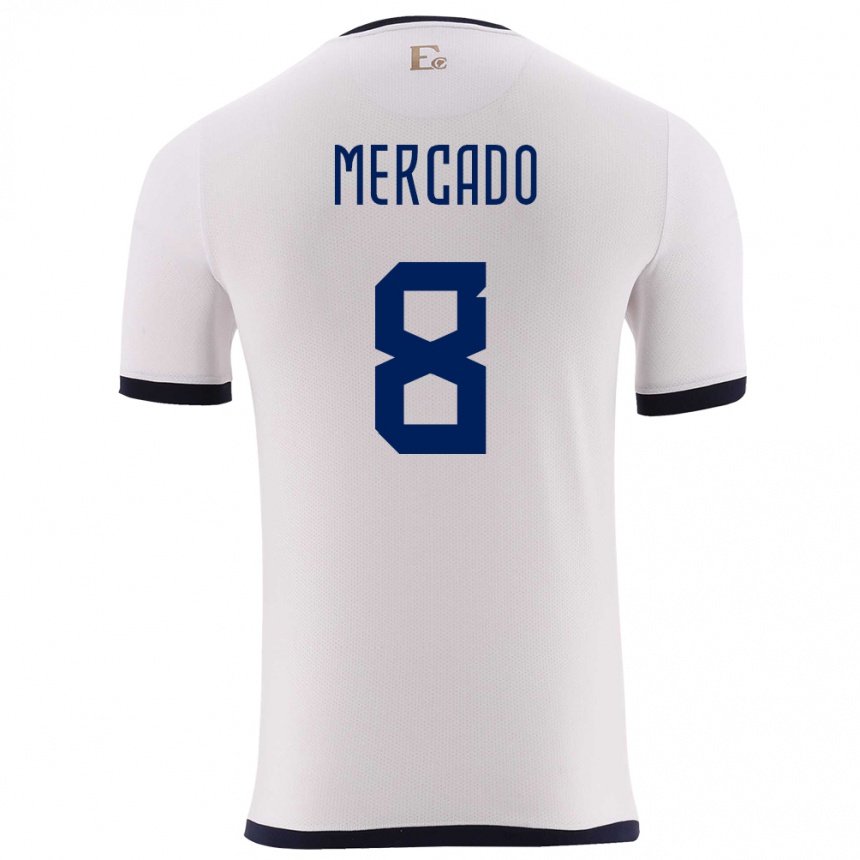 Gyermek Labdarúgás Ecuador Patrik Mercado #8 Fehér Idegenbeli Jersey 24-26 Mez Póló Ing