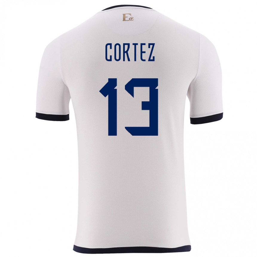 Gyermek Labdarúgás Ecuador Steven Cortez #13 Fehér Idegenbeli Jersey 24-26 Mez Póló Ing