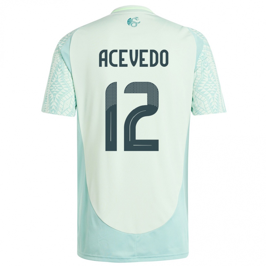 Gyermek Labdarúgás Mexikó Carlos Acevedo #12 Vászonzöld Idegenbeli Jersey 24-26 Mez Póló Ing