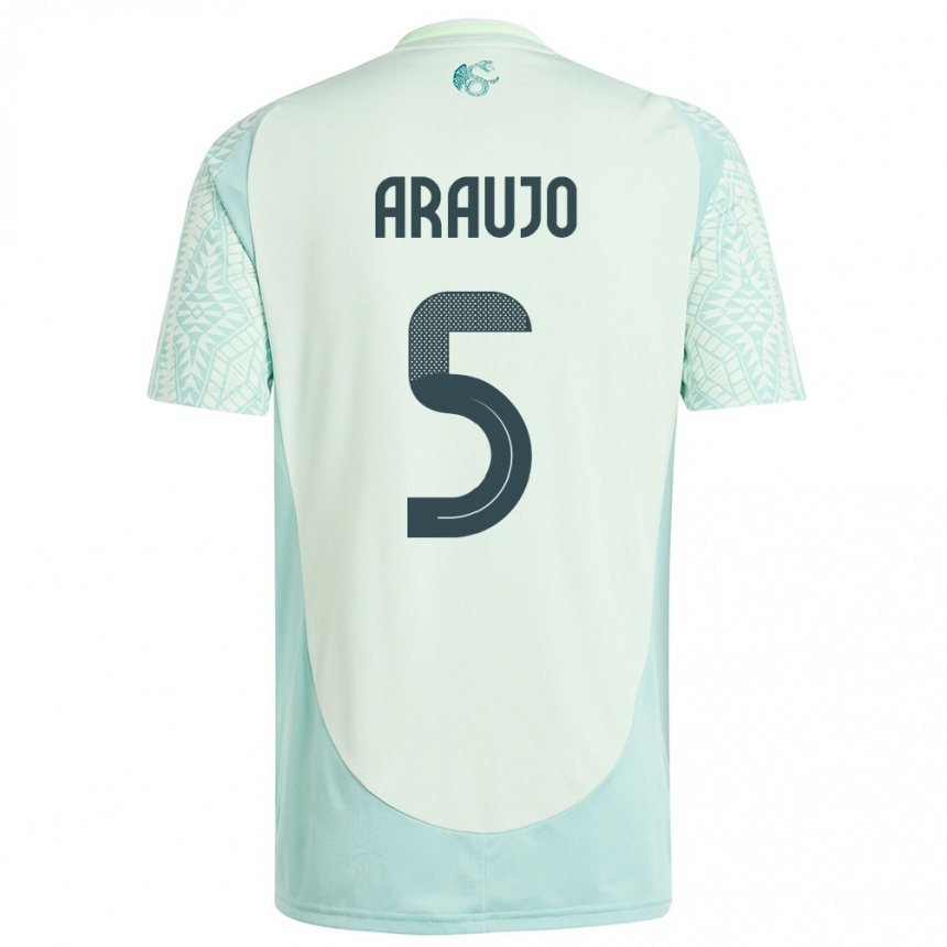 Gyermek Labdarúgás Mexikó Julian Araujo #5 Vászonzöld Idegenbeli Jersey 24-26 Mez Póló Ing