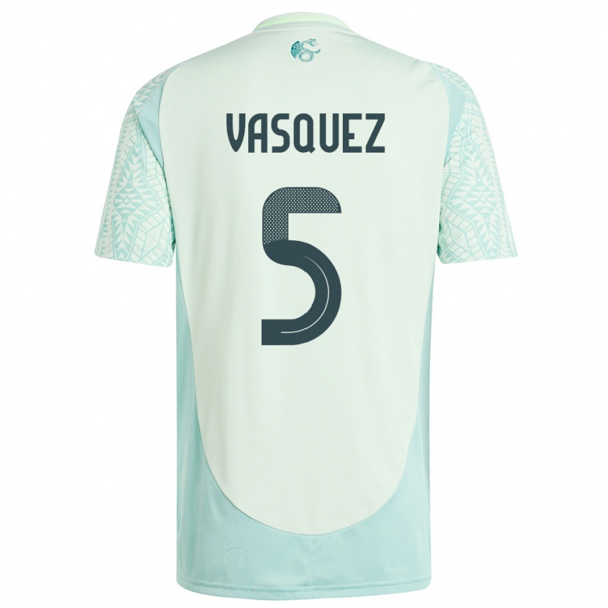 Gyermek Labdarúgás Mexikó Johan Vasquez #5 Vászonzöld Idegenbeli Jersey 24-26 Mez Póló Ing