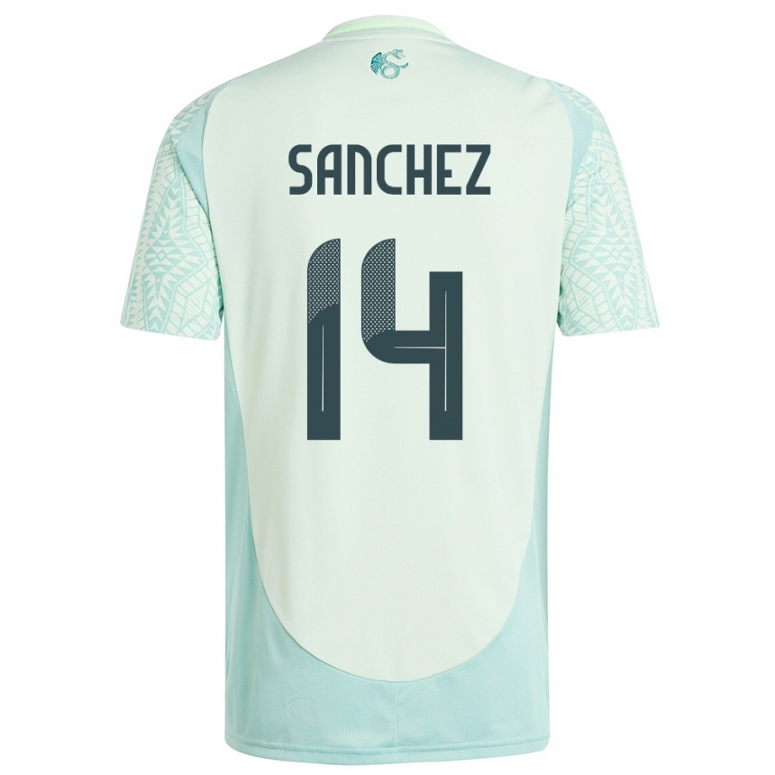 Gyermek Labdarúgás Mexikó Erick Sanchez #14 Vászonzöld Idegenbeli Jersey 24-26 Mez Póló Ing