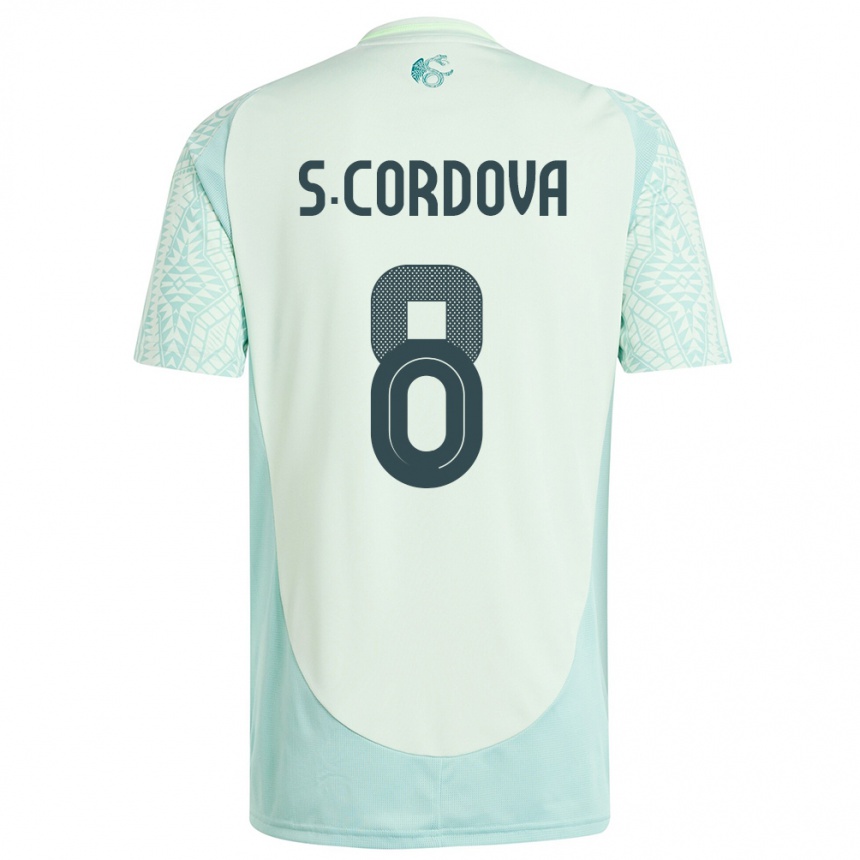 Gyermek Labdarúgás Mexikó Sebastian Cordova #8 Vászonzöld Idegenbeli Jersey 24-26 Mez Póló Ing