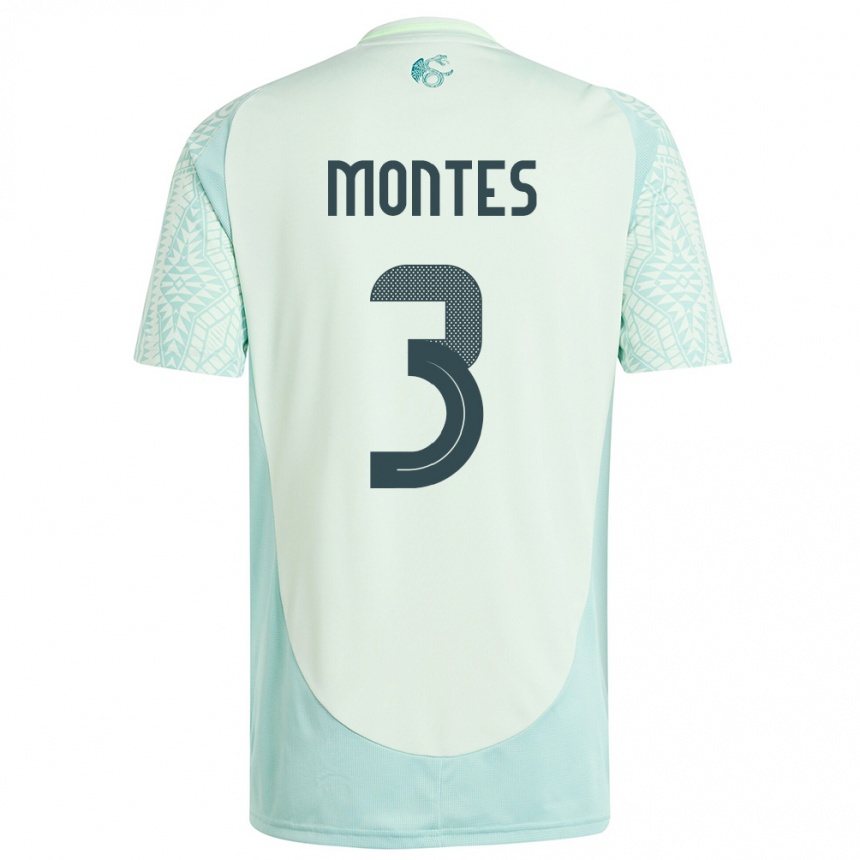 Gyermek Labdarúgás Mexikó Cesar Montes #3 Vászonzöld Idegenbeli Jersey 24-26 Mez Póló Ing