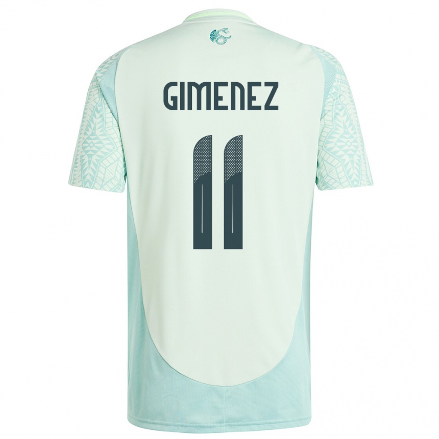 Gyermek Labdarúgás Mexikó Santiago Gimenez #11 Vászonzöld Idegenbeli Jersey 24-26 Mez Póló Ing