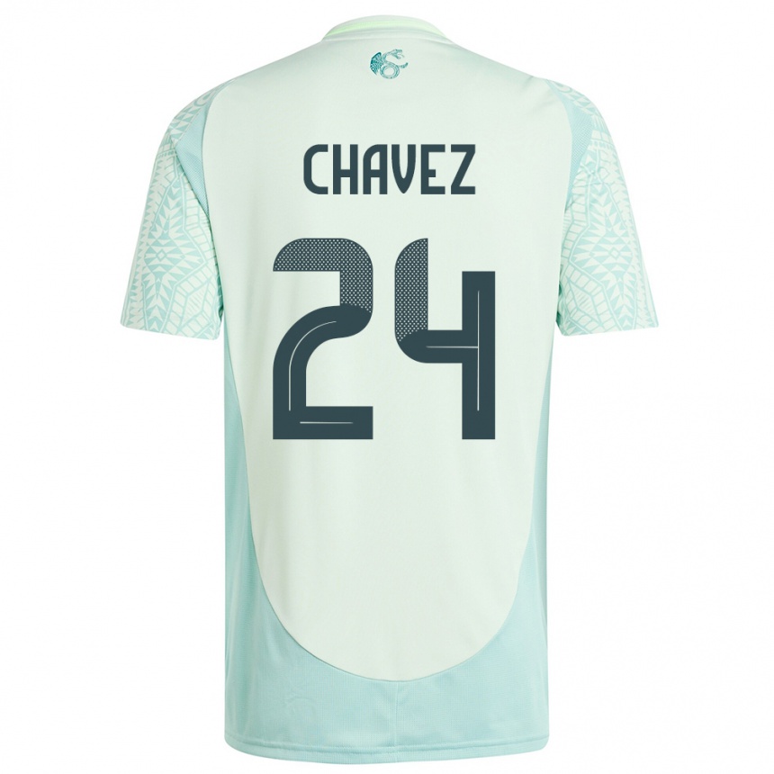 Gyermek Labdarúgás Mexikó Luis Chavez #24 Vászonzöld Idegenbeli Jersey 24-26 Mez Póló Ing