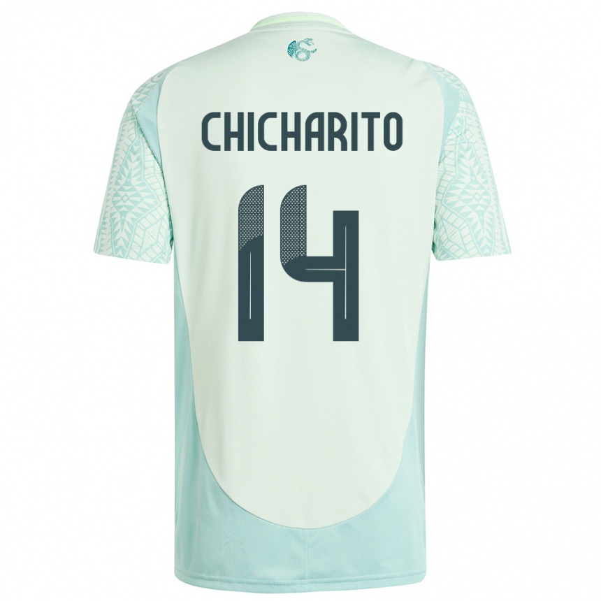 Gyermek Labdarúgás Mexikó Chicharito #14 Vászonzöld Idegenbeli Jersey 24-26 Mez Póló Ing