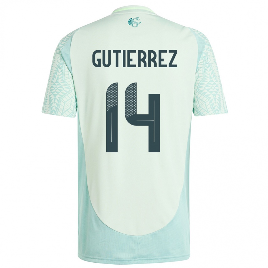 Gyermek Labdarúgás Mexikó Erick Gutierrez #14 Vászonzöld Idegenbeli Jersey 24-26 Mez Póló Ing