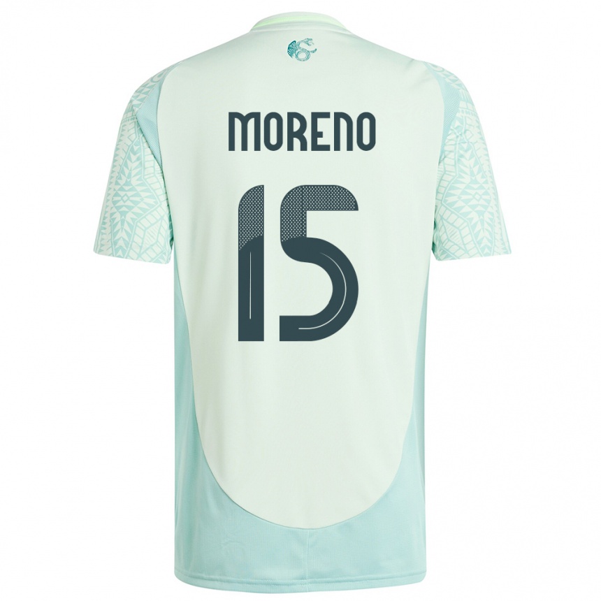 Gyermek Labdarúgás Mexikó Hector Moreno #15 Vászonzöld Idegenbeli Jersey 24-26 Mez Póló Ing