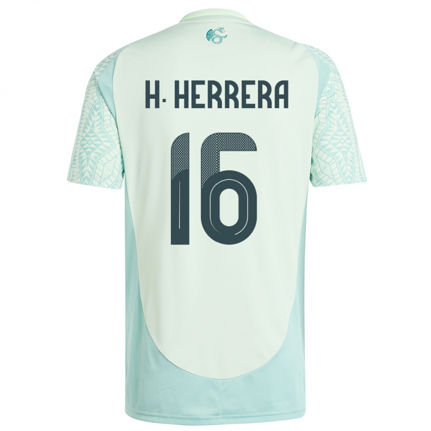 Gyermek Labdarúgás Mexikó Hector Herrera #16 Vászonzöld Idegenbeli Jersey 24-26 Mez Póló Ing