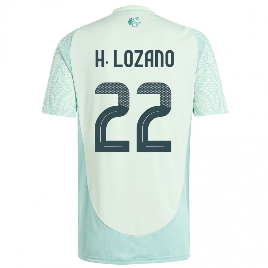 Gyermek Labdarúgás Mexikó Hirving Lozano #22 Vászonzöld Idegenbeli Jersey 24-26 Mez Póló Ing