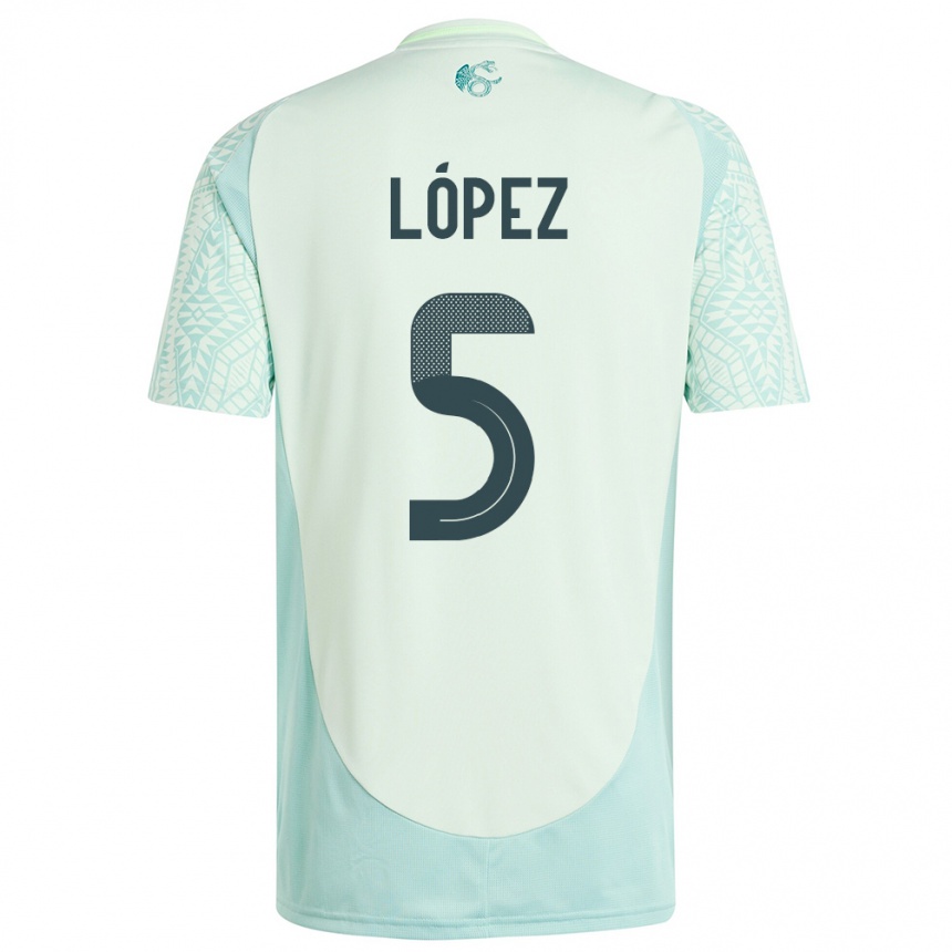 Gyermek Labdarúgás Mexikó Jimena Lopez #5 Vászonzöld Idegenbeli Jersey 24-26 Mez Póló Ing