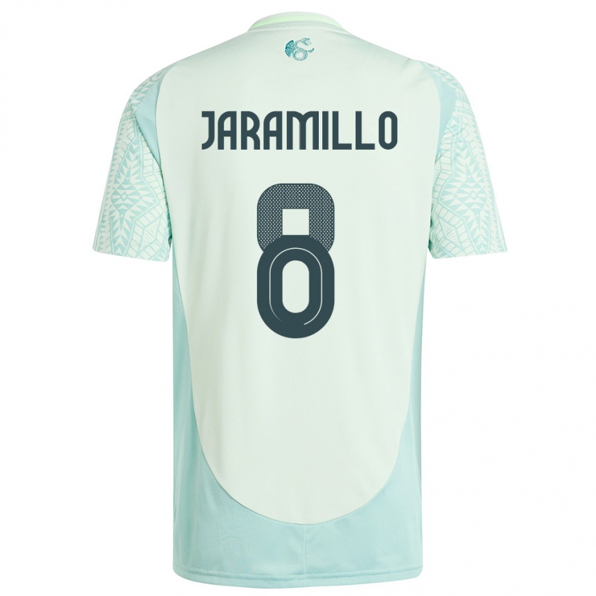 Gyermek Labdarúgás Mexikó Carolina Jaramillo #8 Vászonzöld Idegenbeli Jersey 24-26 Mez Póló Ing