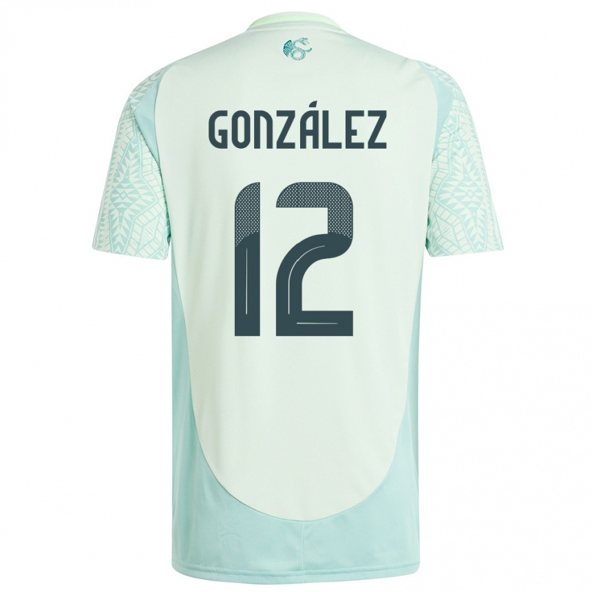 Gyermek Labdarúgás Mexikó Itzel Gonzalez #12 Vászonzöld Idegenbeli Jersey 24-26 Mez Póló Ing