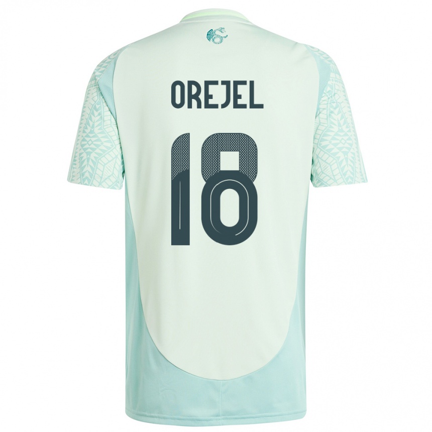 Gyermek Labdarúgás Mexikó Jocelyn Orejel #18 Vászonzöld Idegenbeli Jersey 24-26 Mez Póló Ing