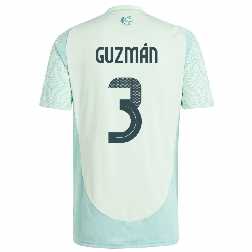 Gyermek Labdarúgás Mexikó Victor Guzman #3 Vászonzöld Idegenbeli Jersey 24-26 Mez Póló Ing