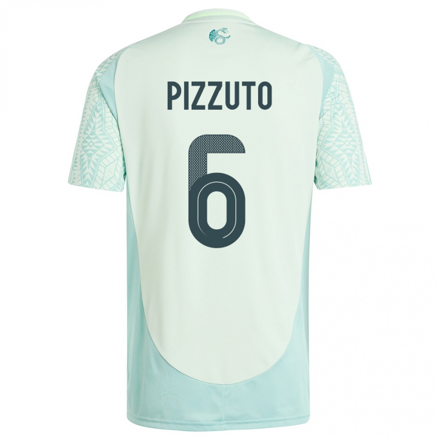 Gyermek Labdarúgás Mexikó Eugenio Pizzuto #6 Vászonzöld Idegenbeli Jersey 24-26 Mez Póló Ing