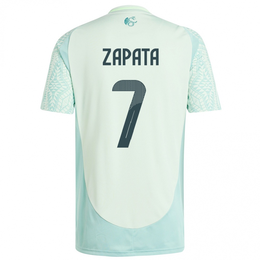 Gyermek Labdarúgás Mexikó Angel Zapata #7 Vászonzöld Idegenbeli Jersey 24-26 Mez Póló Ing