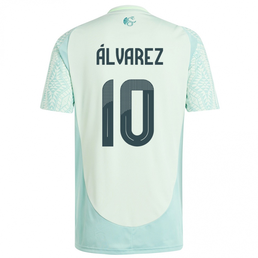 Gyermek Labdarúgás Mexikó Efrain Alvarez #10 Vászonzöld Idegenbeli Jersey 24-26 Mez Póló Ing