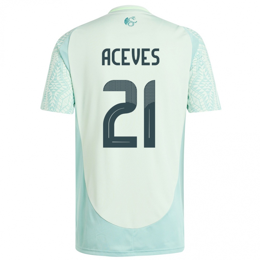 Gyermek Labdarúgás Mexikó Daniel Aceves #21 Vászonzöld Idegenbeli Jersey 24-26 Mez Póló Ing