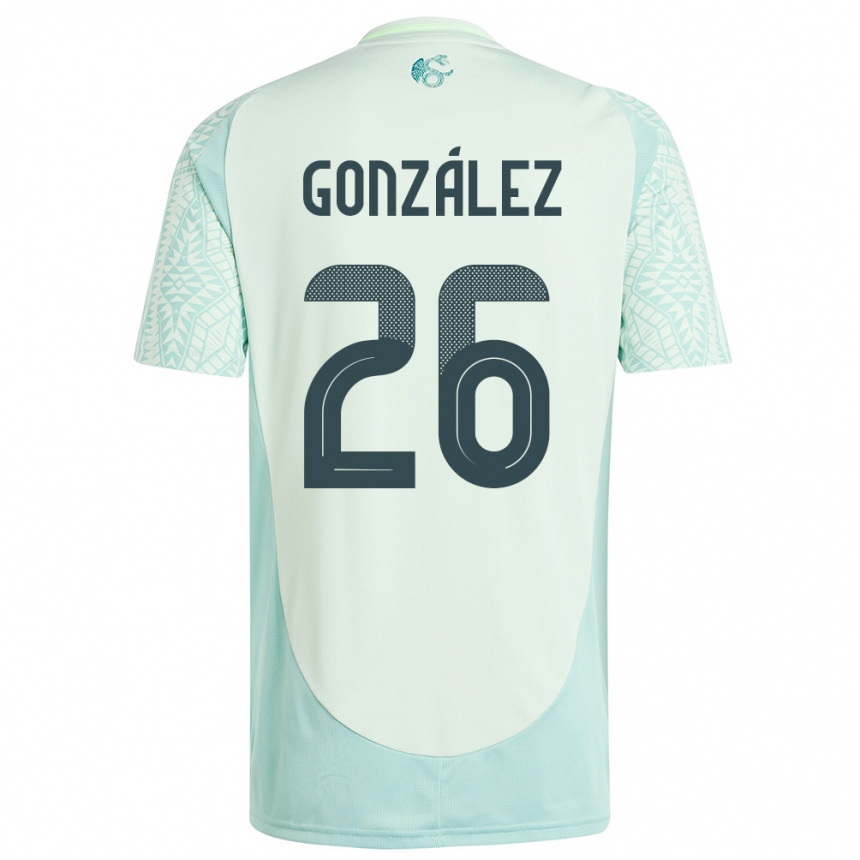 Gyermek Labdarúgás Mexikó Bryan Gonzalez #26 Vászonzöld Idegenbeli Jersey 24-26 Mez Póló Ing