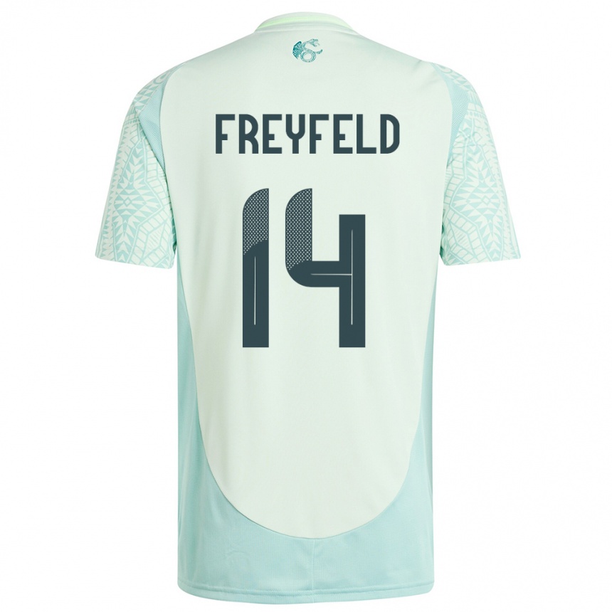 Gyermek Labdarúgás Mexikó Emiliano Freyfeld #14 Vászonzöld Idegenbeli Jersey 24-26 Mez Póló Ing