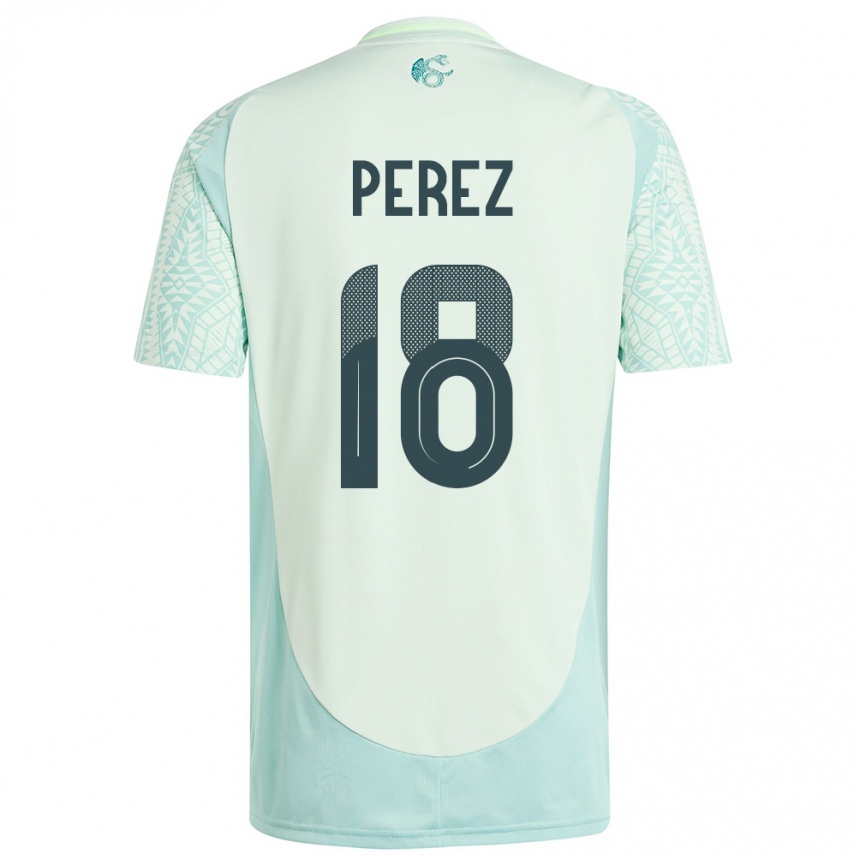 Gyermek Labdarúgás Mexikó Jonathan Perez #18 Vászonzöld Idegenbeli Jersey 24-26 Mez Póló Ing