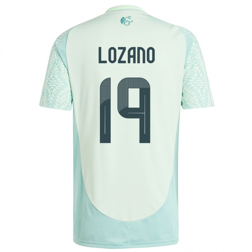 Gyermek Labdarúgás Mexikó Esteban Lozano #19 Vászonzöld Idegenbeli Jersey 24-26 Mez Póló Ing