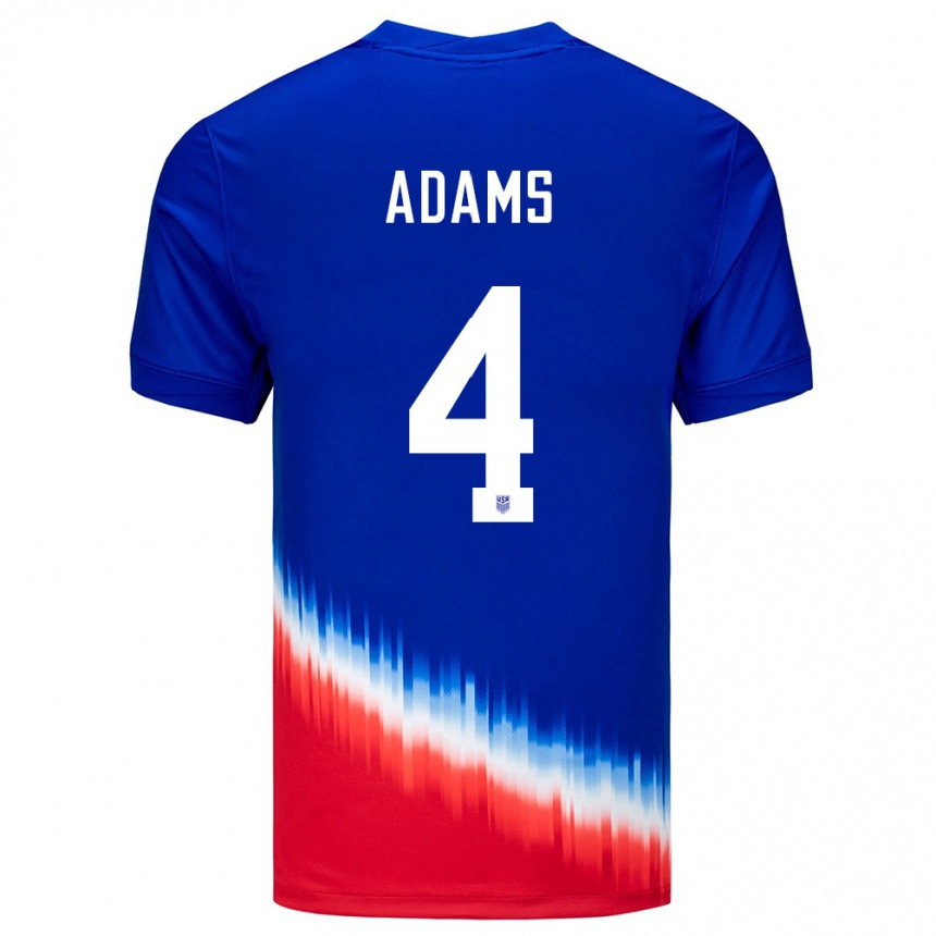 Gyermek Labdarúgás Egyesült Államok Tyler Adams #4 Kék Idegenbeli Jersey 24-26 Mez Póló Ing