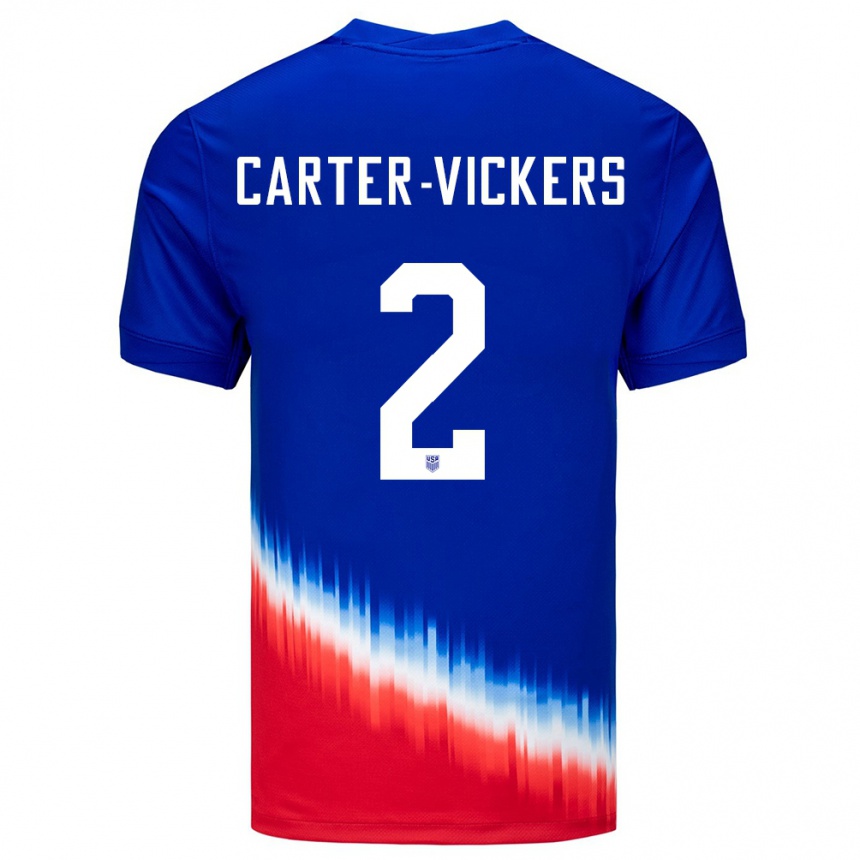 Gyermek Labdarúgás Egyesült Államok Cameron Carter-Vickers #2 Kék Idegenbeli Jersey 24-26 Mez Póló Ing