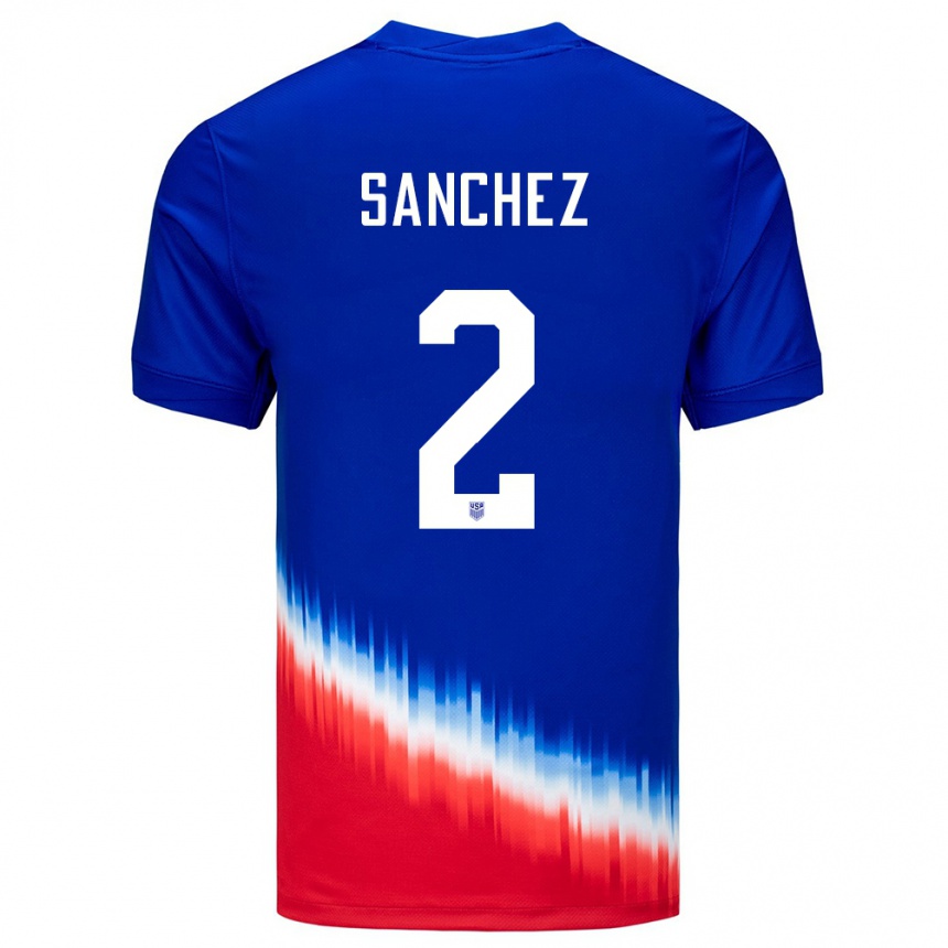 Gyermek Labdarúgás Egyesült Államok Ashley Sanchez #2 Kék Idegenbeli Jersey 24-26 Mez Póló Ing