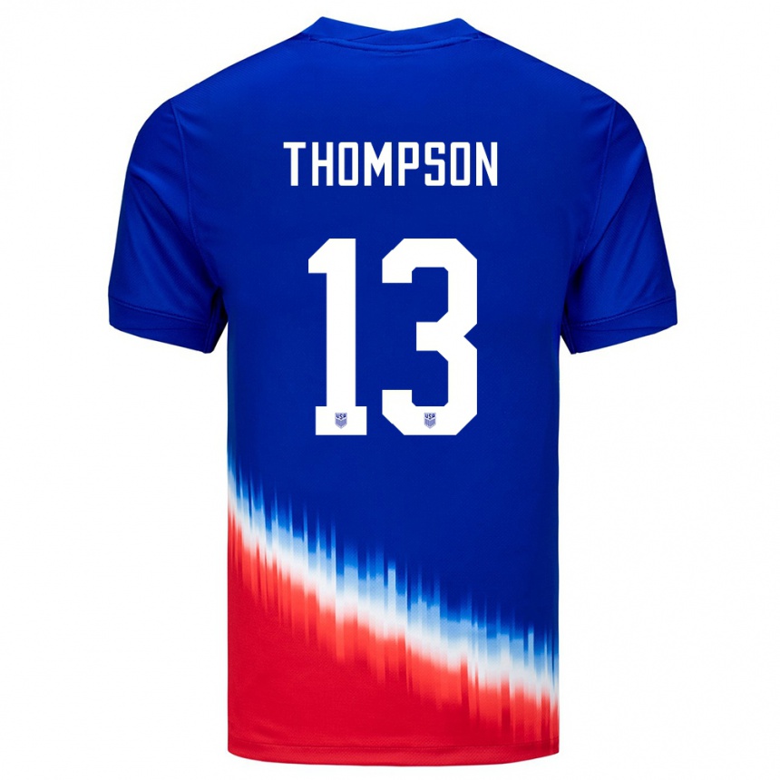 Gyermek Labdarúgás Egyesült Államok Alyssa Thompson #13 Kék Idegenbeli Jersey 24-26 Mez Póló Ing