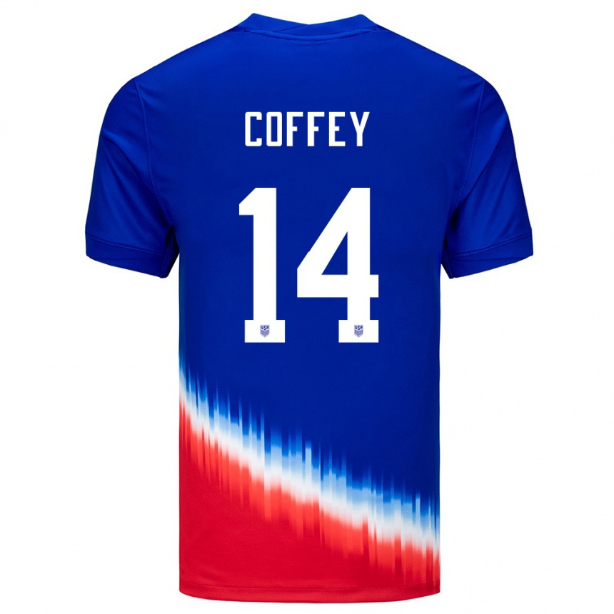 Gyermek Labdarúgás Egyesült Államok Sam Coffey #14 Kék Idegenbeli Jersey 24-26 Mez Póló Ing