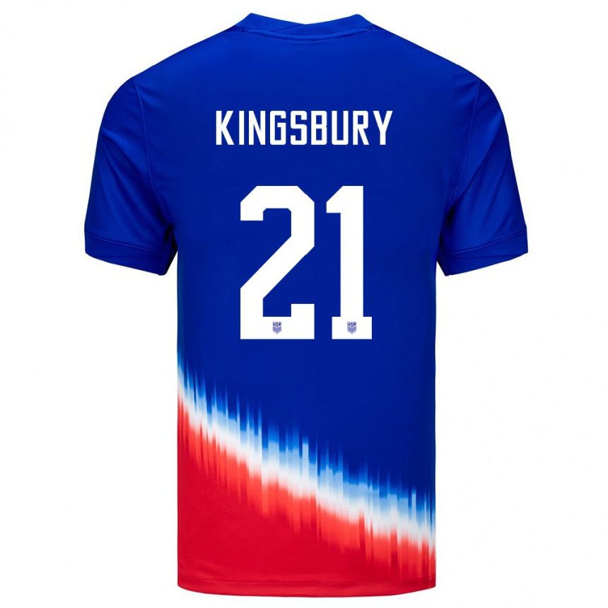 Gyermek Labdarúgás Egyesült Államok Aubrey Kingsbury #21 Kék Idegenbeli Jersey 24-26 Mez Póló Ing