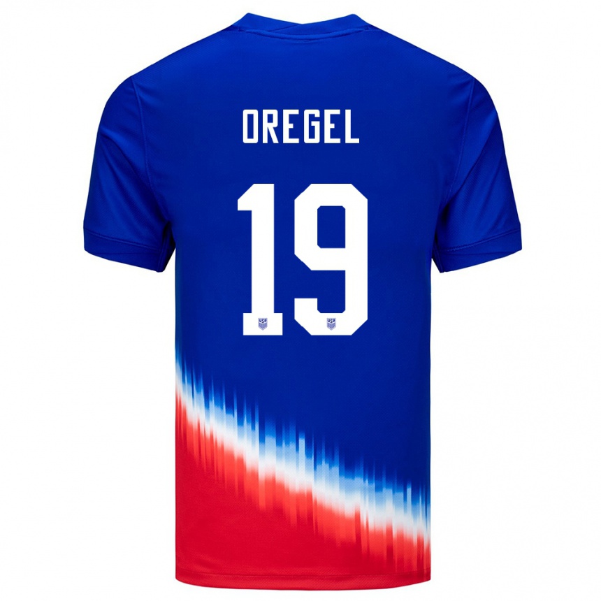 Gyermek Labdarúgás Egyesült Államok Sergio Oregel #19 Kék Idegenbeli Jersey 24-26 Mez Póló Ing