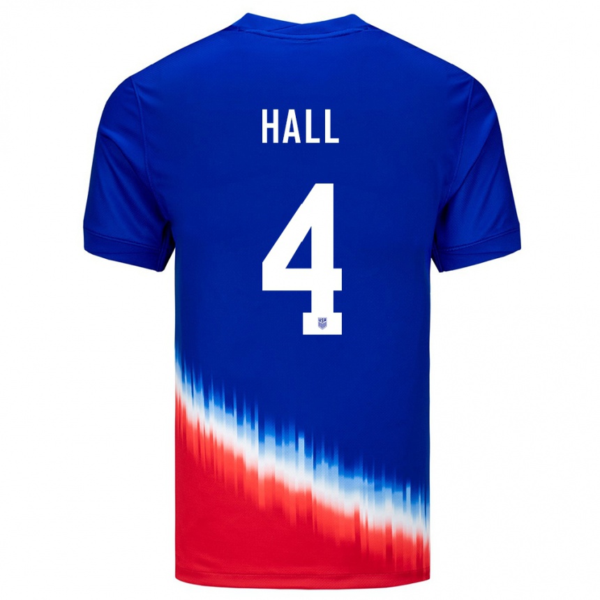 Gyermek Labdarúgás Egyesült Államok Tyler Hall #4 Kék Idegenbeli Jersey 24-26 Mez Póló Ing