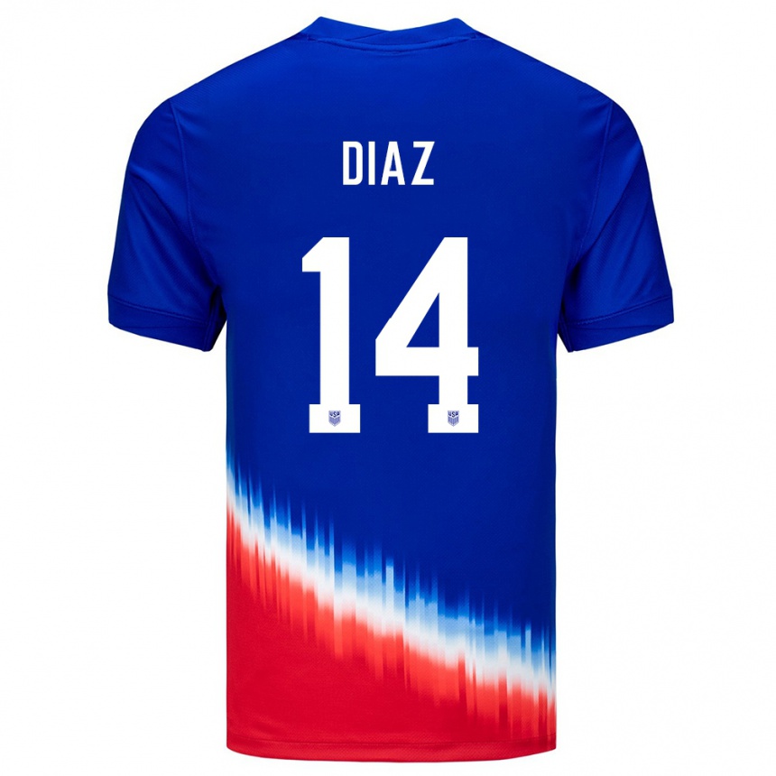 Gyermek Labdarúgás Egyesült Államok Christian Diaz #14 Kék Idegenbeli Jersey 24-26 Mez Póló Ing