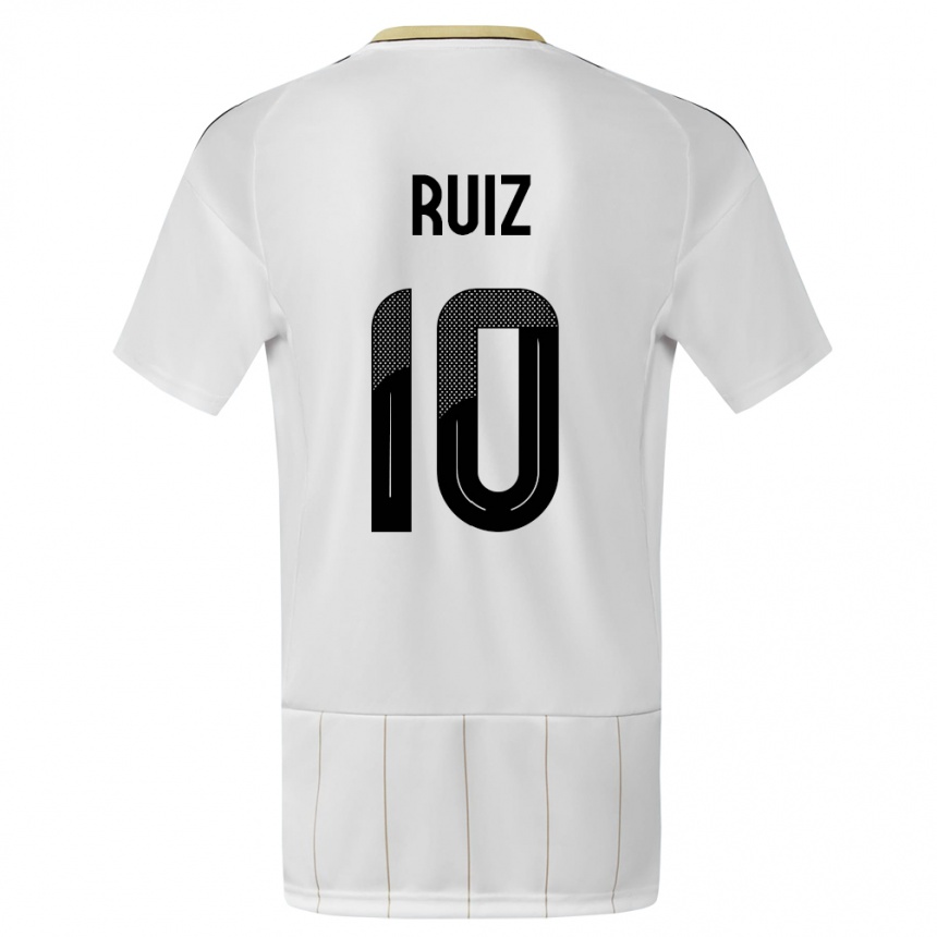 Gyermek Labdarúgás Costa Rica Bryan Ruiz #10 Fehér Idegenbeli Jersey 24-26 Mez Póló Ing