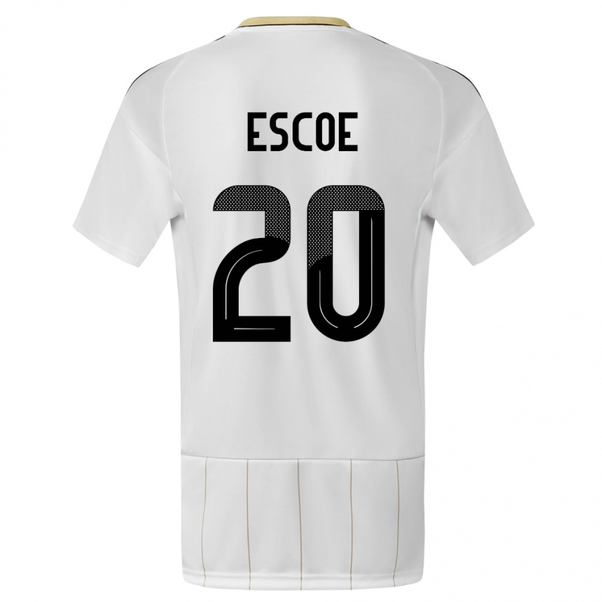 Gyermek Labdarúgás Costa Rica Enyel Escoe #20 Fehér Idegenbeli Jersey 24-26 Mez Póló Ing