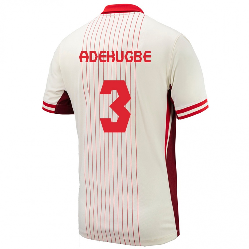 Gyermek Labdarúgás Kanada Samuel Adekugbe #3 Fehér Idegenbeli Jersey 24-26 Mez Póló Ing