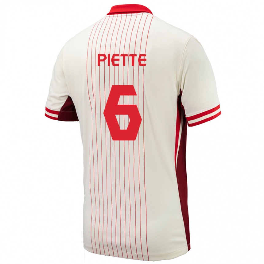 Gyermek Labdarúgás Kanada Samuel Piette #6 Fehér Idegenbeli Jersey 24-26 Mez Póló Ing