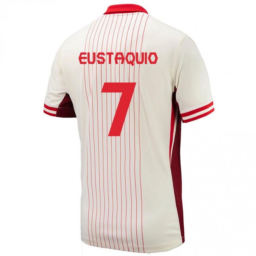 Gyermek Labdarúgás Kanada Stephen Eustaquio #7 Fehér Idegenbeli Jersey 24-26 Mez Póló Ing