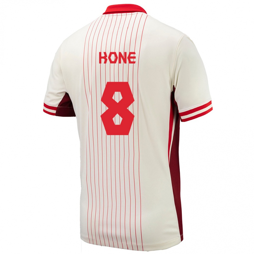 Gyermek Labdarúgás Kanada Ismael Kone #8 Fehér Idegenbeli Jersey 24-26 Mez Póló Ing