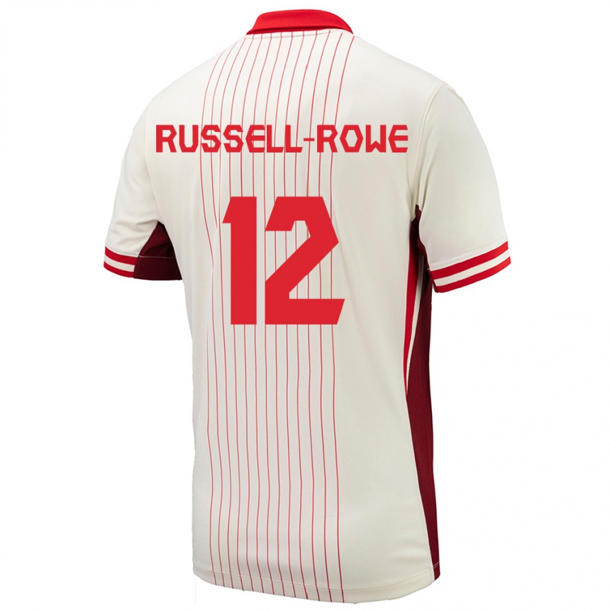 Gyermek Labdarúgás Kanada Jacen Russell-Rowe #12 Fehér Idegenbeli Jersey 24-26 Mez Póló Ing