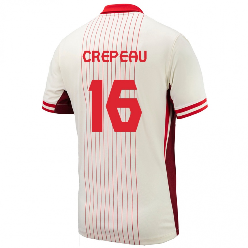 Gyermek Labdarúgás Kanada Maxime Crepeau #16 Fehér Idegenbeli Jersey 24-26 Mez Póló Ing