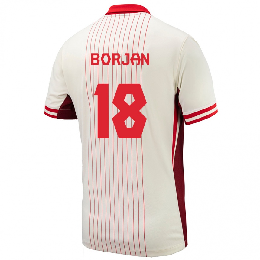 Gyermek Labdarúgás Kanada Milan Borjan #18 Fehér Idegenbeli Jersey 24-26 Mez Póló Ing