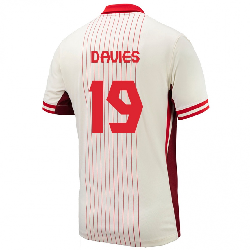 Gyermek Labdarúgás Kanada Alphonso Davies #19 Fehér Idegenbeli Jersey 24-26 Mez Póló Ing